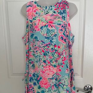 Lilly Pulitzer Sleeveless Floral Tunic in Aqua, Hot Pink & Navy